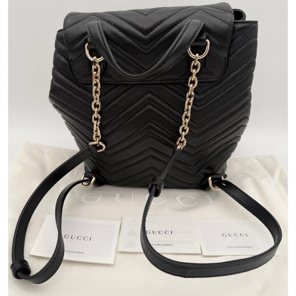 NEW GUCCI $3400 MARMONT BLACK LEATHER TOTE BACKPACK BAG AUTHENTIC! main image 4